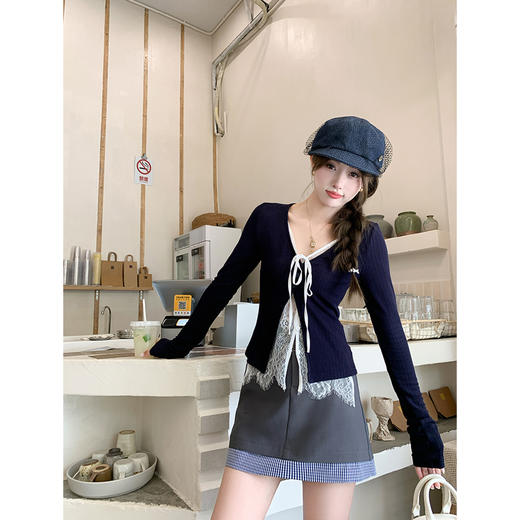 【129元任选2件】现货！学院风灰色拼接格纹假两件半身裙 商品图4