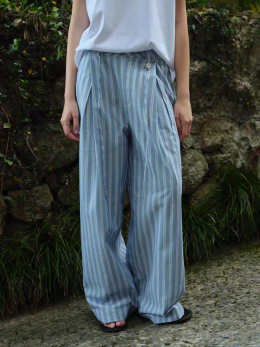 Evistub女装/E-5XCK563/条纹褶裥休闲裤女夏 商品图1