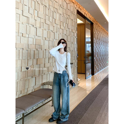 【110元任选2件】现货！简约纯色开叉长袖T恤打底衫 商品图3