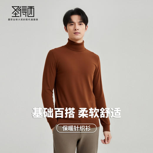 圣得西男款毛衣2025年秋季新款纯色经典百搭套头高领针织衫打底衫 商品图2