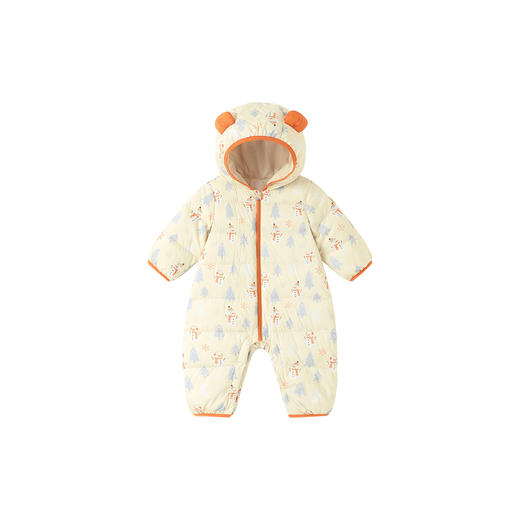 【3A抑菌】英氏婴儿连体羽绒服连帽秋冬款纳米抗菌轻薄宝宝连体衣冬季外出服超韧绒 商品图3