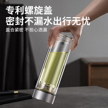 富光玻璃杯茶水分离泡茶杯子高硼硅双层玻璃水杯大容量流光银330ml 商品图5