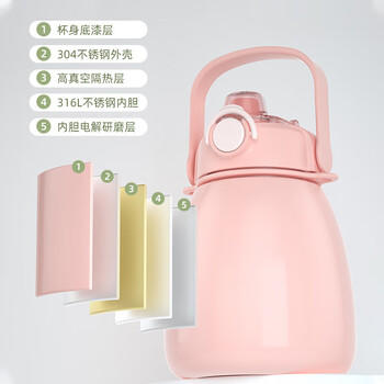 富光大肚保温杯316L不锈钢大容量水杯女士冬季吸管杯儿童杯子1000ml 商品图6