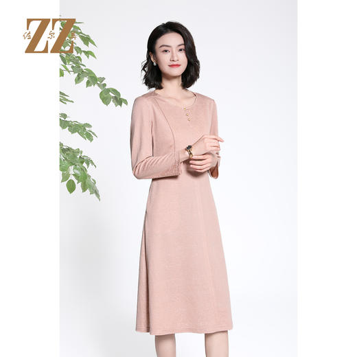 佐尔美时尚气质减龄纯色百搭长袖连衣裙女E33LL35 商品图2