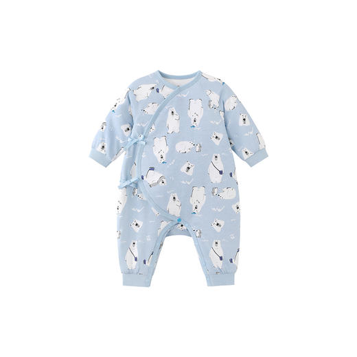 英氏新生儿夹棉哈衣爬服初生宝宝保暖棉服秋冬季新款和尚服连体衣 商品图4