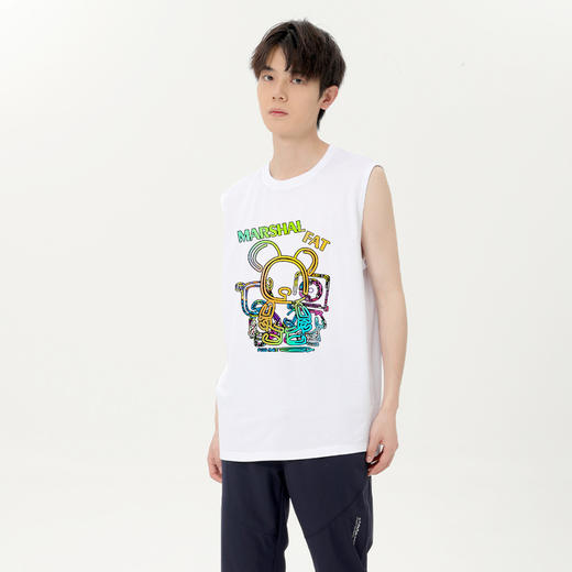 【冰氧棉】【DSK】大依优型大码印花背心休闲运动宽松短袖T恤无袖背心加大码宽松上衣男士 商品图2