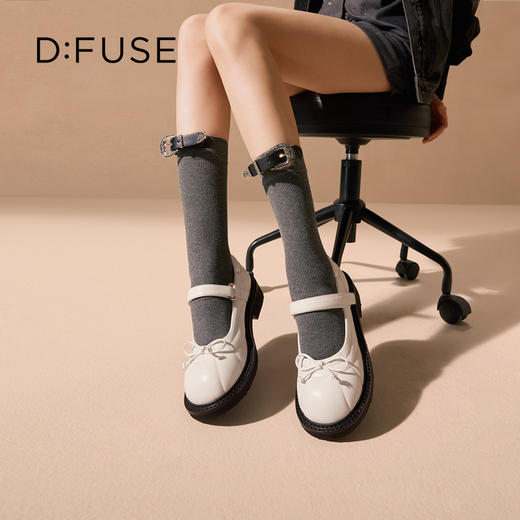 Dfuse迪芙斯2025秋季新款一字带单鞋小圆头蝴蝶结芭蕾玛丽珍鞋DFD3111009 商品图3