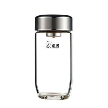希诺抗菌玻璃杯单层透明泡茶杯子男大容量车载水杯XN-9011本色 550mL 商品图2