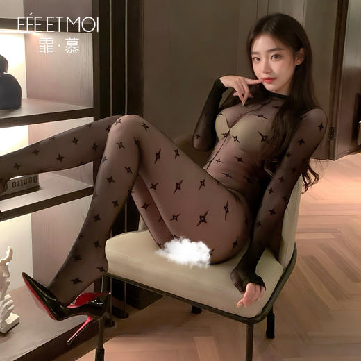 【可撕连体衣】霏慕 网红风开裆提花连身丝袜ZY70 商品图3