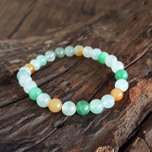 【天然正品】A货翡翠天然细腻约6.8MM福禄寿糯冰种翡翠圆珠手串6.8MM（皆取最大值）女士现售价：1380特价！310325AH68 商品图4