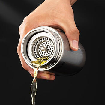 希诺保温杯男士高档车载水杯便携带滤网泡茶杯子XN-3305本色 320mL 商品图2