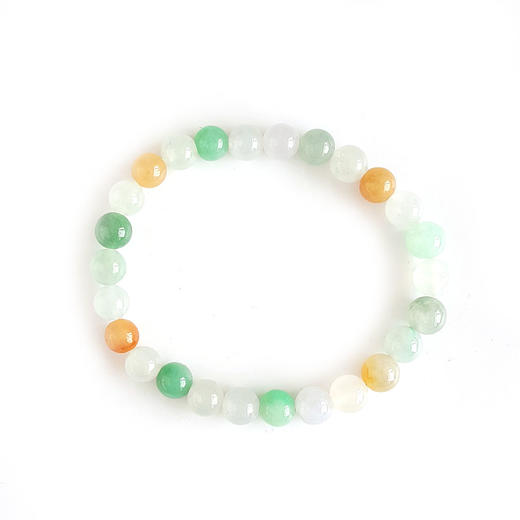 【天然正品】A货翡翠天然细腻约6.8MM福禄寿糯冰种翡翠圆珠手串6.8MM（皆取最大值）女士现售价：1380特价！310325AH68 商品图0