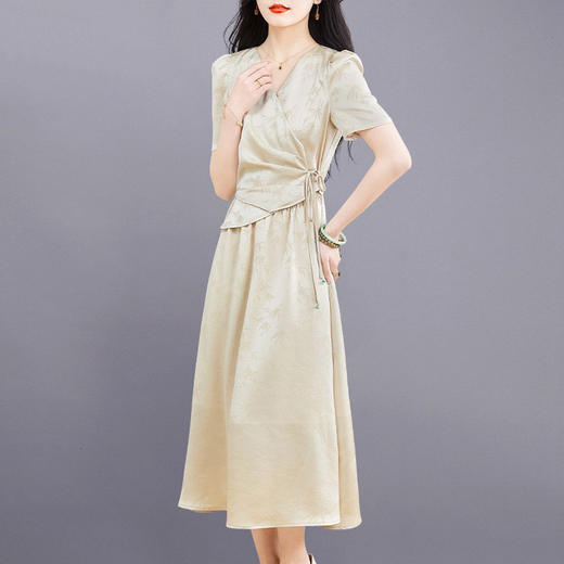 新中式连衣裙女夏季2025新款高级感气质收腰假两件国风裙子ZHANG8018 商品图0