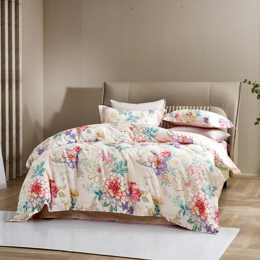 富安娜 纯棉四件套-陌上流苏 被套203*229cm 床单230*250cm 枕套74*48cm*2 商品图1