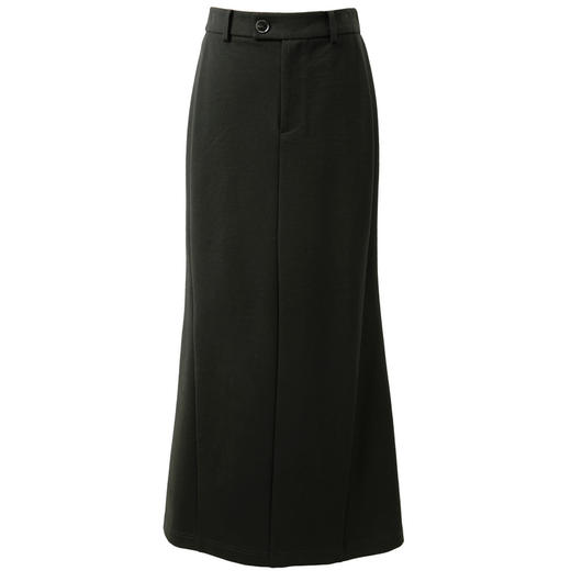 三彩2025冬季新款简约高腰半身裙气质通勤A字裙开叉长裙优雅M 商品图4