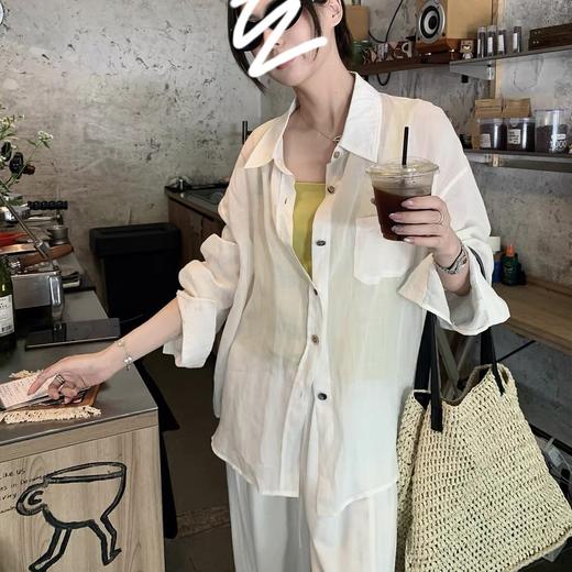 【休闲棉麻长袖衬衫】 天然亚麻纯棉混纺舒适亲肤透气 清透肤感宽松休闲百搭衬衫 可单穿可内搭可外穿 卷卷紫 商品图4