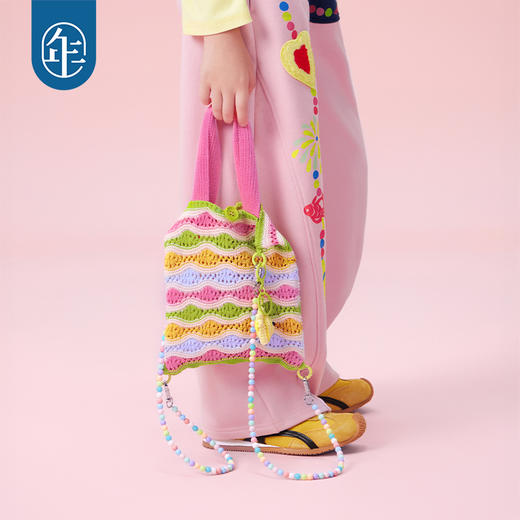 【花火虹心针织包】年衣儿童双肩包25年秋季新款原创撞色针织包 商品图1