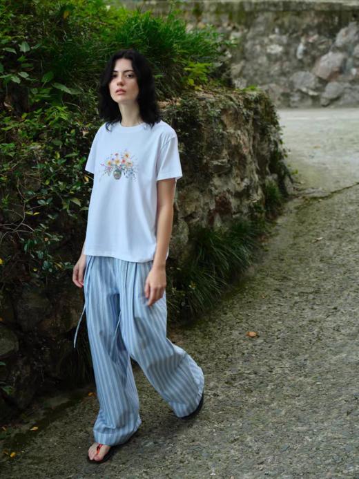 Evistub女装/E-5XCK563/条纹褶裥休闲裤女夏 商品图3