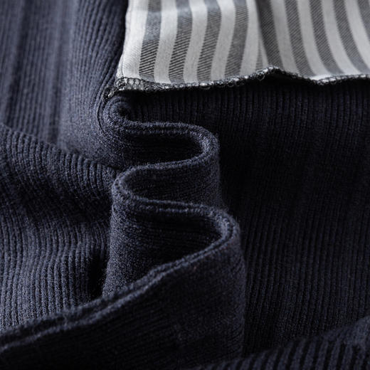 【含绵羊毛】圣得西假两件毛衣2025秋季新款男衬衫领套头条纹针织衫 商品图12