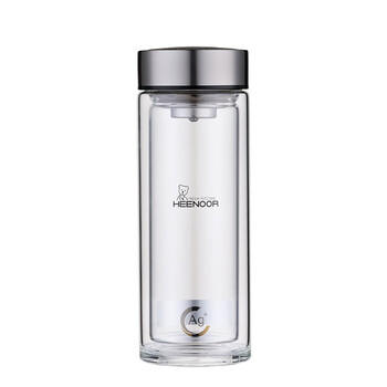 希诺抗菌玻璃杯双层防烫办公车载水杯男高档泡茶杯子XN-9303KT 360ml 商品图4