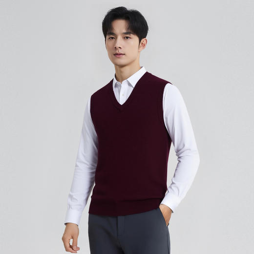 【100%绵羊毛】 圣得西男士行政风v领背心2025秋新款亲肤保暖毛衣 商品图11