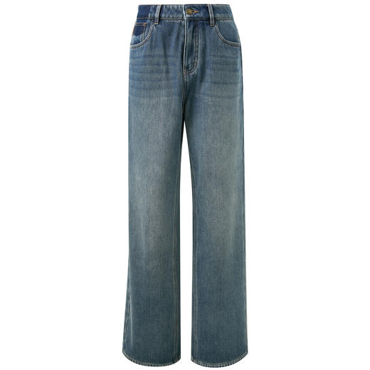 【加绒】三彩2025冬季新款宽松收腰牛仔裤长裤直筒裤保暖百搭M 商品图4