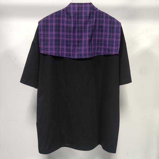 ZC圆领搭格子披肩短袖T恤50701（黑）秋季 153011540321 商品图2