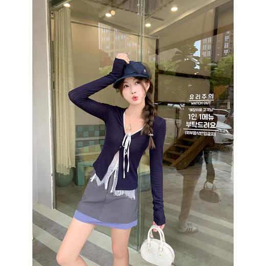 【129元任选2件】现货！学院风灰色拼接格纹假两件半身裙 商品图2