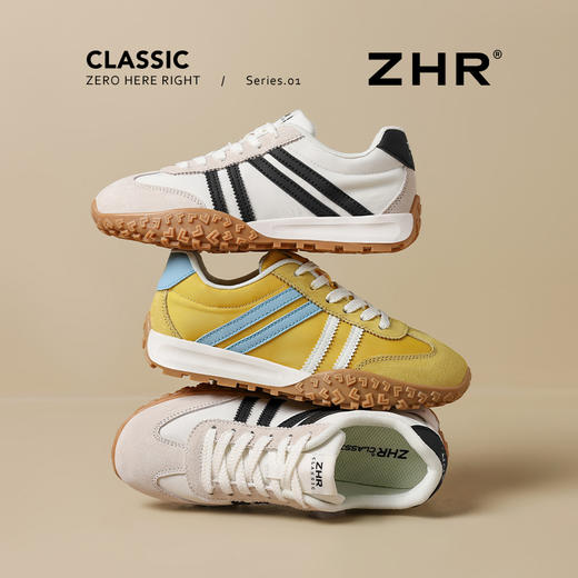 ZHR真皮软底黄色阿甘鞋美式复古增高德训鞋女显脚小轻便休闲鞋 商品图1