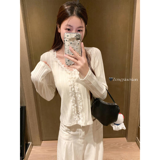 <曾小咸推荐>3.18现货秒杀 ！微信超特价！韩系蕾丝边镂空针织衫 日常129.99 立减70 秒杀59.99！！ 商品图2