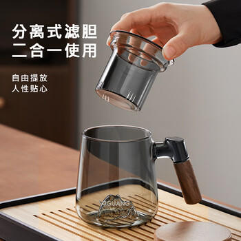 富光泡茶杯茶水分离高硼硅玻璃杯办公室喝茶水杯子花茶杯公道杯子 商品图3