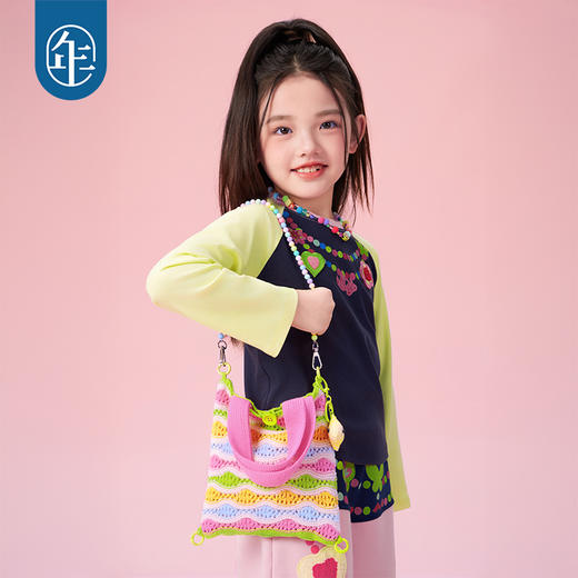 【花火虹心针织包】年衣儿童双肩包25年秋季新款原创撞色针织包 商品图2