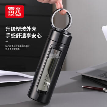 富光大容量玻璃杯 高硼硅玻璃泡茶杯茶水分离 商务双层水杯子男400ml 商品图1