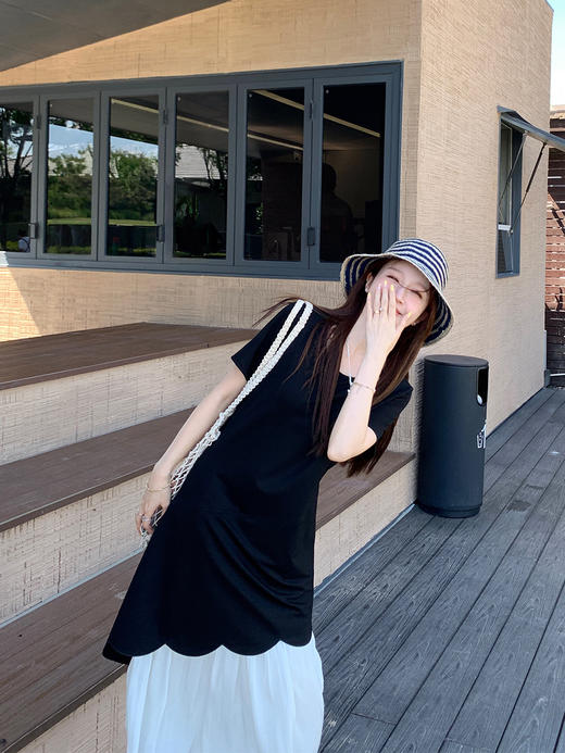 姹弥·法式拼接长裙慵懒撞色连衣裙 | 经典法式剪裁，宽松适度的廓形，自带effortless chic的松弛感！ 商品图7