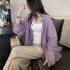 【休闲棉麻长袖衬衫】 天然亚麻纯棉混纺舒适亲肤透气 清透肤感宽松休闲百搭衬衫 可单穿可内搭可外穿 卷卷紫 商品缩略图5