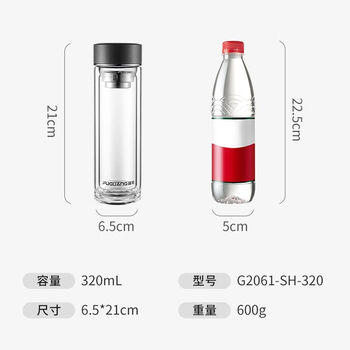 富光双层玻璃杯 高硼硅茶水分离泡茶杯 车载商务水杯子男士礼盒320ml 商品图0