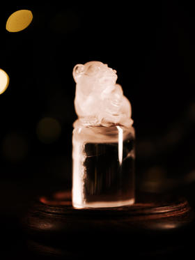 【孤品】白水晶貔貅印章-圆款【器悟雅玩】