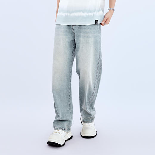 【新品上新】HX 夏季水洗弯刀牛仔长裤宽松Z201520012101 商品图4