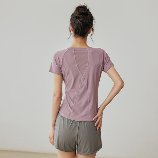 【限时秒】YOGACODE【火树银花系列】网纱拼接圆领薄款健身跑步训练运动上衣t恤DS264 商品图2