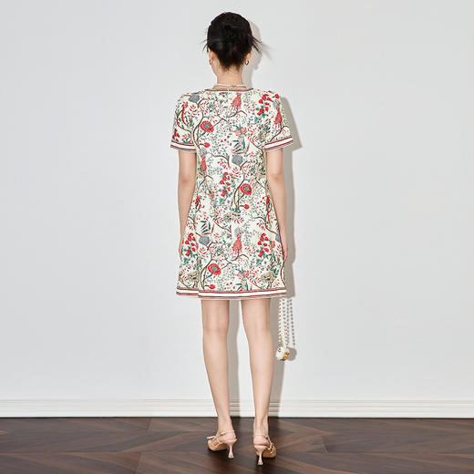 「高货wl」全新升级【铂金会员293/天猫389/差价96】(94058)洛诗琳高品质时尚印花裙2-25夏季收腰名媛气质圆领连衣裙 商品图3