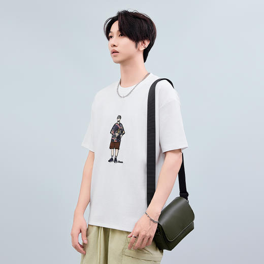 【断码清仓】HX 夏季圆领短袖微宽松T恤S102522543101 商品图3