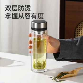 富光双层玻璃杯 茶水分离泡茶杯 高硼硅水杯子办公车载男女士京东限定 商品图5