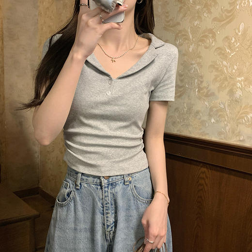 裁缝学苑AQ518法式POLO翻领正肩T恤纸样女装收腰短袖上衣样板图纸 商品图2