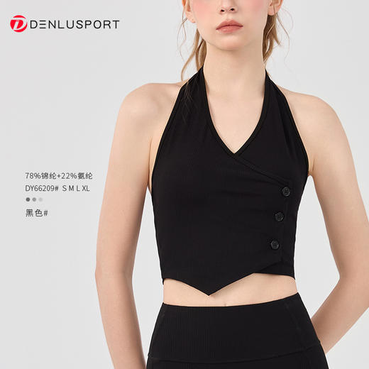 爆款露肩挂脖瑜伽背心胸垫防震运动内衣运动外穿上衣  DY66209 商品图4