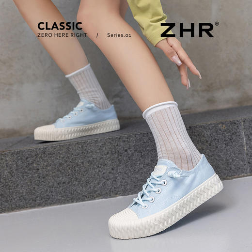 ZHR一脚蹬饼干鞋2025夏新款蓝色厚底帆布鞋韩版小众免系带板鞋女 商品图3
