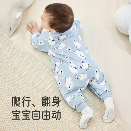 英氏新生儿夹棉哈衣爬服初生宝宝保暖棉服秋冬季新款和尚服连体衣 商品图3
