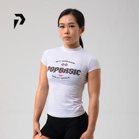 POPBASIC女士运动休闲百搭舒适透气个性时尚运动T恤