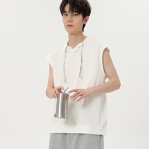 【DSK】大依优型大码连帽背心休闲运动宽松短袖T恤无袖背心加大码宽松上衣男士 商品图4