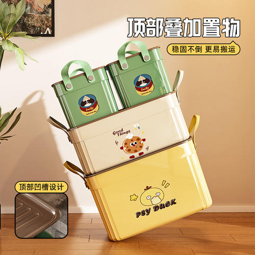 大容量带盖杂物收纳盒多功能桌面整理箱新款家用卡通图案收纳箱子 商品图3