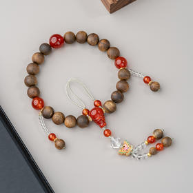 【宫里上新】福蝶十八子莺歌绿棋楠红玛瑙压襟手持